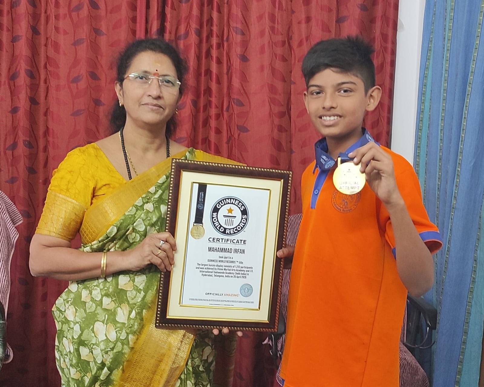 గిన్నిస్ వరల్డ్ రికార్డు సాధించిన విద్యార్థి మహ్మద్ ఇర్ఫాన్‌కు ఘన సన్మానం